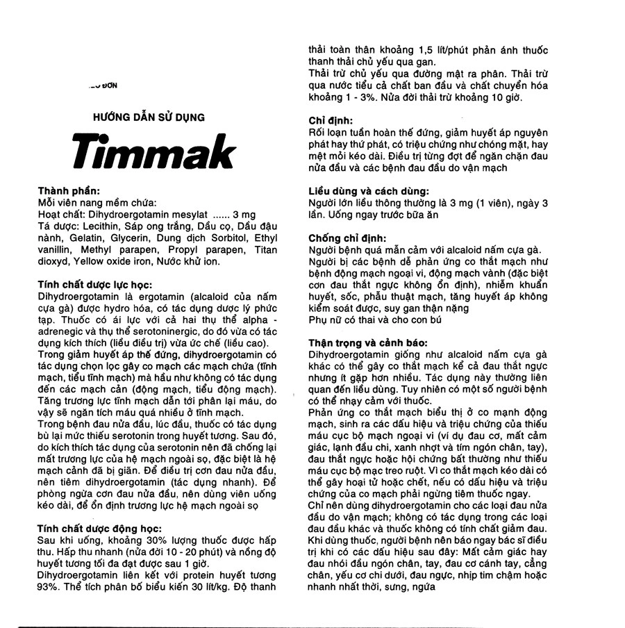 Timmak 3mg trị chóng mặt, đau nửa đầu (6 vỉ x 10 viên) - 5